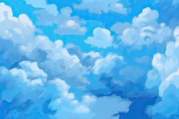 Fototapeta na wymiar fluffy white clouds against a bright blue sky Generative AI