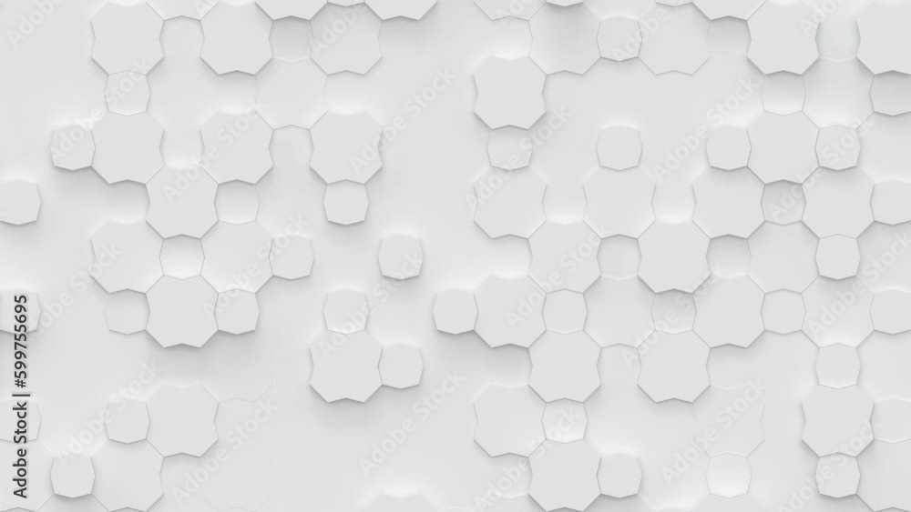 Poster abstract geometric shape surface white level on white background. smooth looping animation