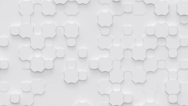 Abstract geometric shape surface white level on white background. Smooth looping animation