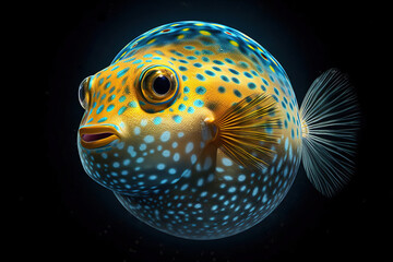 The Rainbow Captivating Pufferfish Under the Ocean - Generative AI