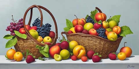 Fototapeta na wymiar fruits and vegetables in basket