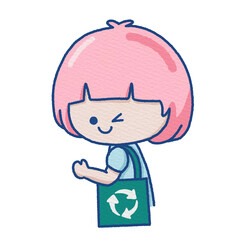 Girl holding recycle eco bag