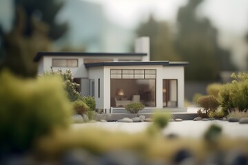 a house with a garage and a garage detail soft. generative AI