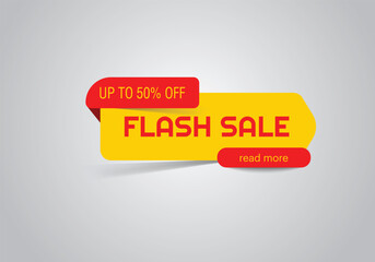 Super sale banner, discount tag, special offer, Up to 50% off Flash sale banner, read more, buy now, Website sticker on a gray abstract background. vector eps 10