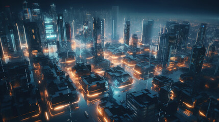 aerial view of the city. Generative Ai