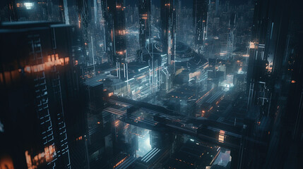 Obraz premium aerial view of the city. Generative Ai