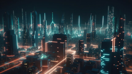 aerial view of the city. Generative Ai