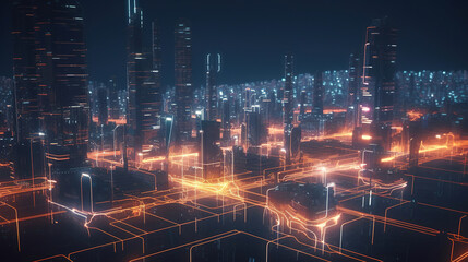 aerial view of the city. Generative Ai