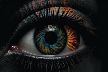 colorful iris in a close-up view Generative AI