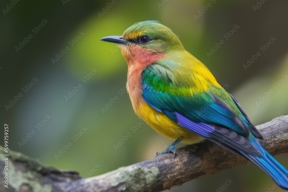 Poster vibrant bird perched on a tree branch generative ai