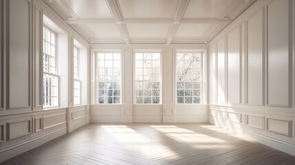 Fototapeta na wymiar white apartment empty room no furniture clean space interior daylight,image ai generate