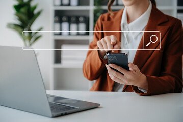 Searching Browsing Internet Data Information Networking Concept with blank search bar..