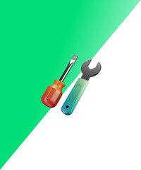 screwdriver and bolt wrench 3d icon