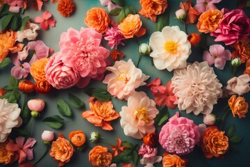 pastel color design vintage watercolor flower background peonies valentine spring blossom. Generative AI.