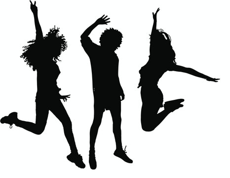 "Get noticed with a silhouette vector of curly hair young boy and girls jumping in happy mode"
"Creating a fun design with a silhouette vector of curly hair young boy and girls jumping"
