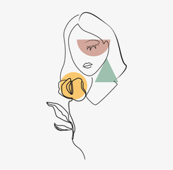 Beautiful girl woman with a flower.Avatar for a social network.