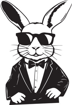 Bunny in a business suit and sun glasses Vector Illustration, SVG