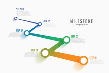 six step milestone infographic map template for success
