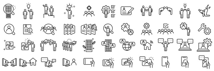 Set of office worker icons perfect for business presentations	