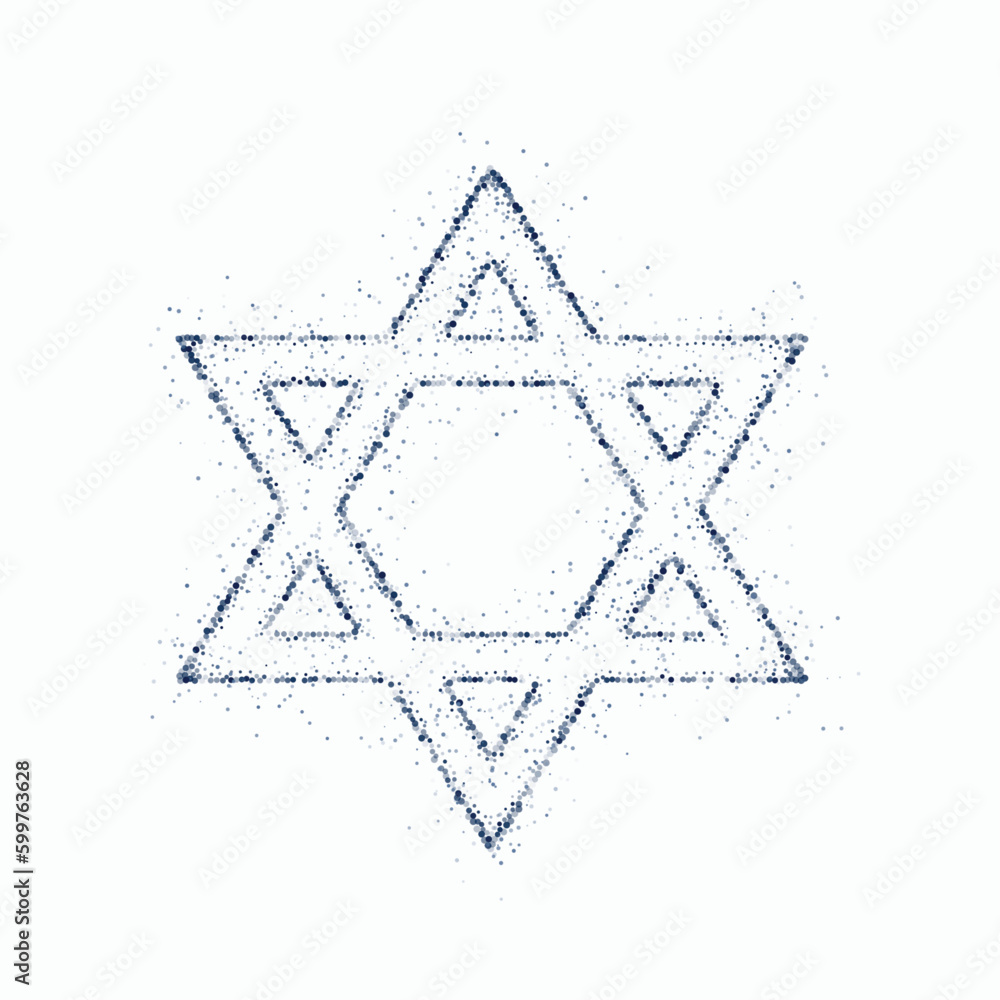 Wall mural traditional jewish star icon background with particle effect