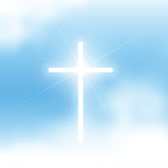 shiny holy cross symbol background with smoke effect