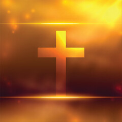 Fototapeta premium shiny religious cross symbol background with light effect