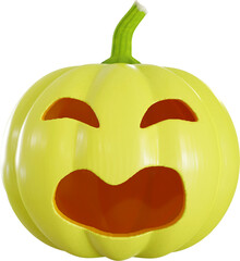 3D Render Yellow Halloween Pumpkin