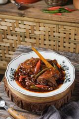 Delicious chicken soy sauce. Malaysian people called Ayam Masak Kicap on a plate