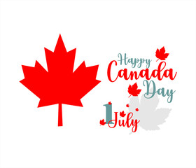Fototapeta premium Happy Canada Day, 1st July, Canada Independence Day, vector, business, text, logo, design, illustration, word, christmas, icon, new, card, sign, concept, cloud, holiday, set, symbol, sale, element, le