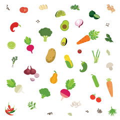 Seamless pattern with vegetables. Vector illustration in flat style.