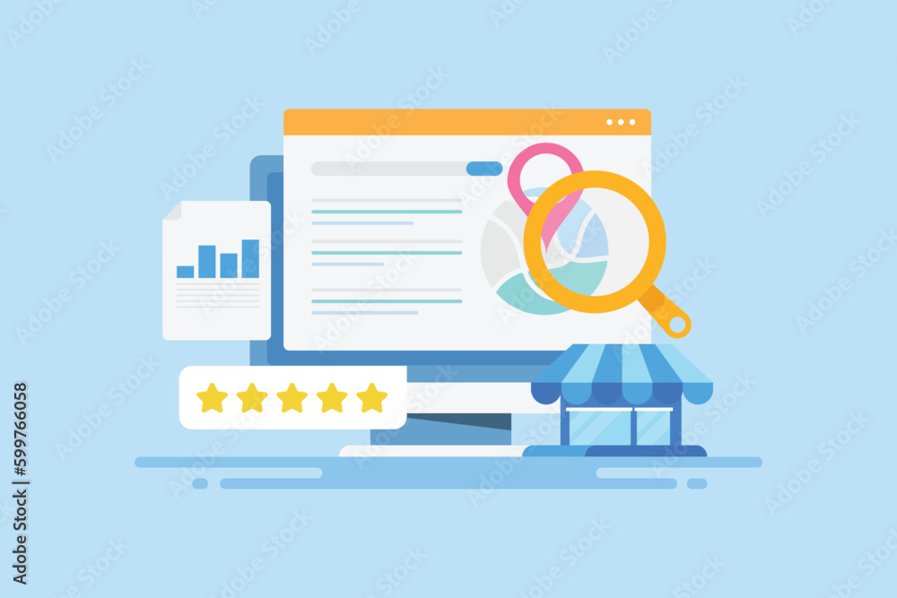 Poster local business ranking more visible to search engine page, shop location map navigation, rating and 