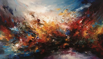 Plexiglas schilderij Abstracte kunst Abstract oil painting of background of all pastel blue, vignetting pink and dark greys, Background design of acrylic painting , rich texture. Modern contemporary art for background, generative ai  © 1by1step