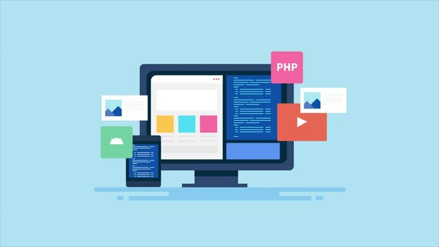 Web application development, software testing coding and programming, data php interface website design, internet technology video animation clip.