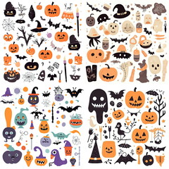 Obraz na płótnie Canvas Halloween clipart elements set, white background