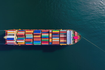  Logistic business, import export shipping, Aerial view Container international shipping