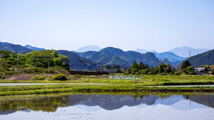 水田と山々