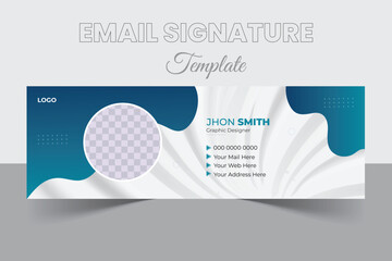 Corporate Email signature template or email footer and personal social media cover templates with an author photo place creative modern layout