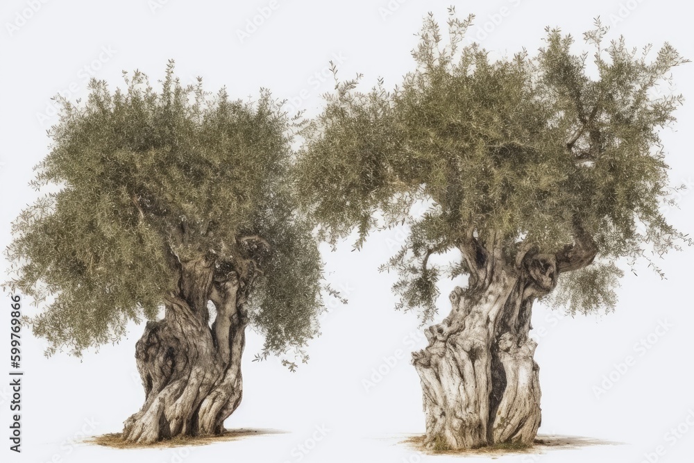 Poster two trees growing side by side in a natural setting generative ai