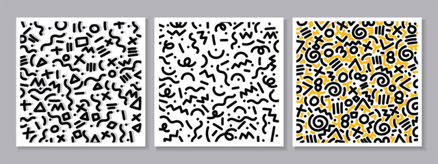 Set of creative doodles abstract line art vector illustration background design.