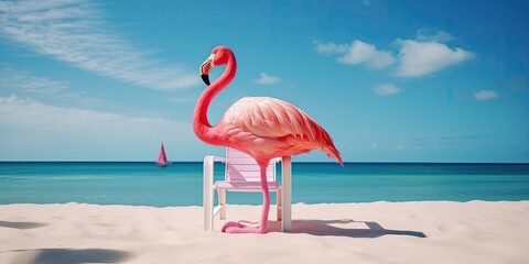 sunbathing flamingo with Generative AI.