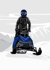 Fotobehang snowmobile trails logo design vector © THE LASTMINI