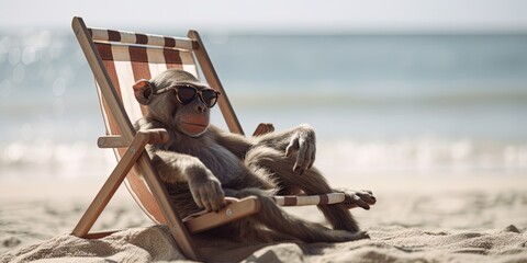 monkey summer holiday with generative ai	
