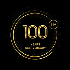 100 years anniversary with golden circle glitter and double circle line vector template