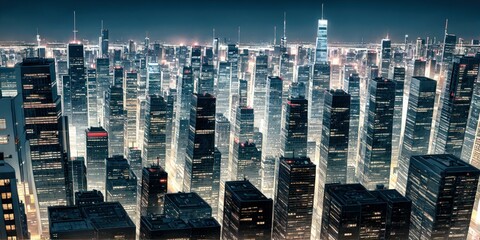 Nighttime Cityscape with Lights