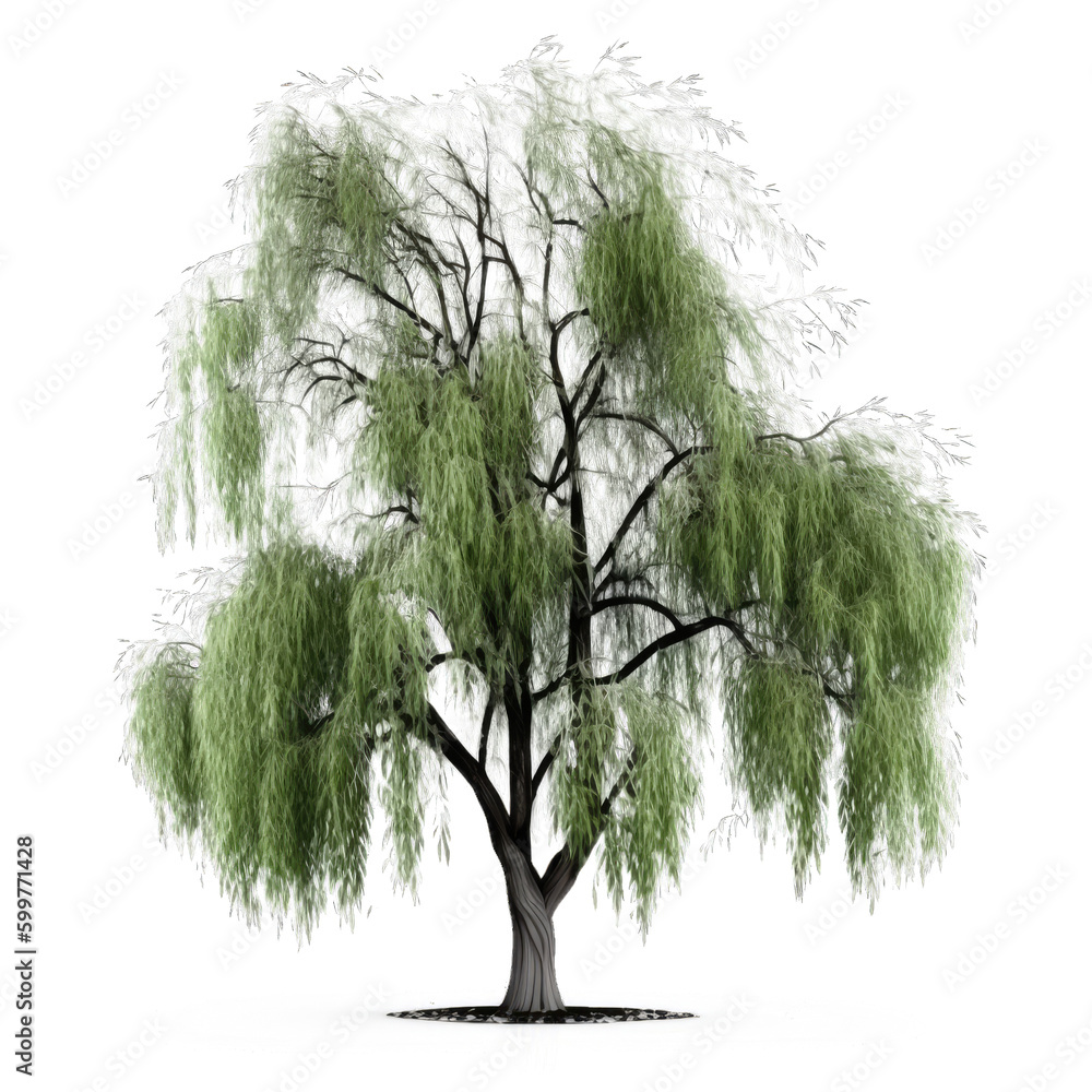 Wall mural willow tree isolated on transparent background - generative ai