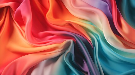 Fototapeta na wymiar Abstract multicolored silk or satin fabric texture. Generative ai illustration
