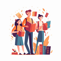 group of people with books