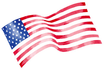 USA flag with watercolor  brush paint textured. Vector illustration 