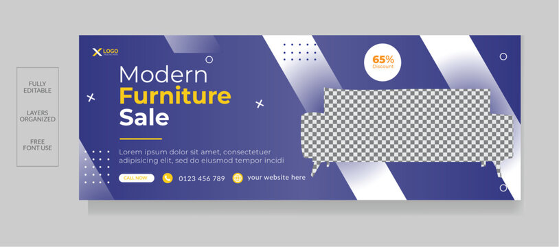 Furniture facebook cover page Promotion and web banner design template