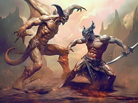 demon fight, created with generative AI